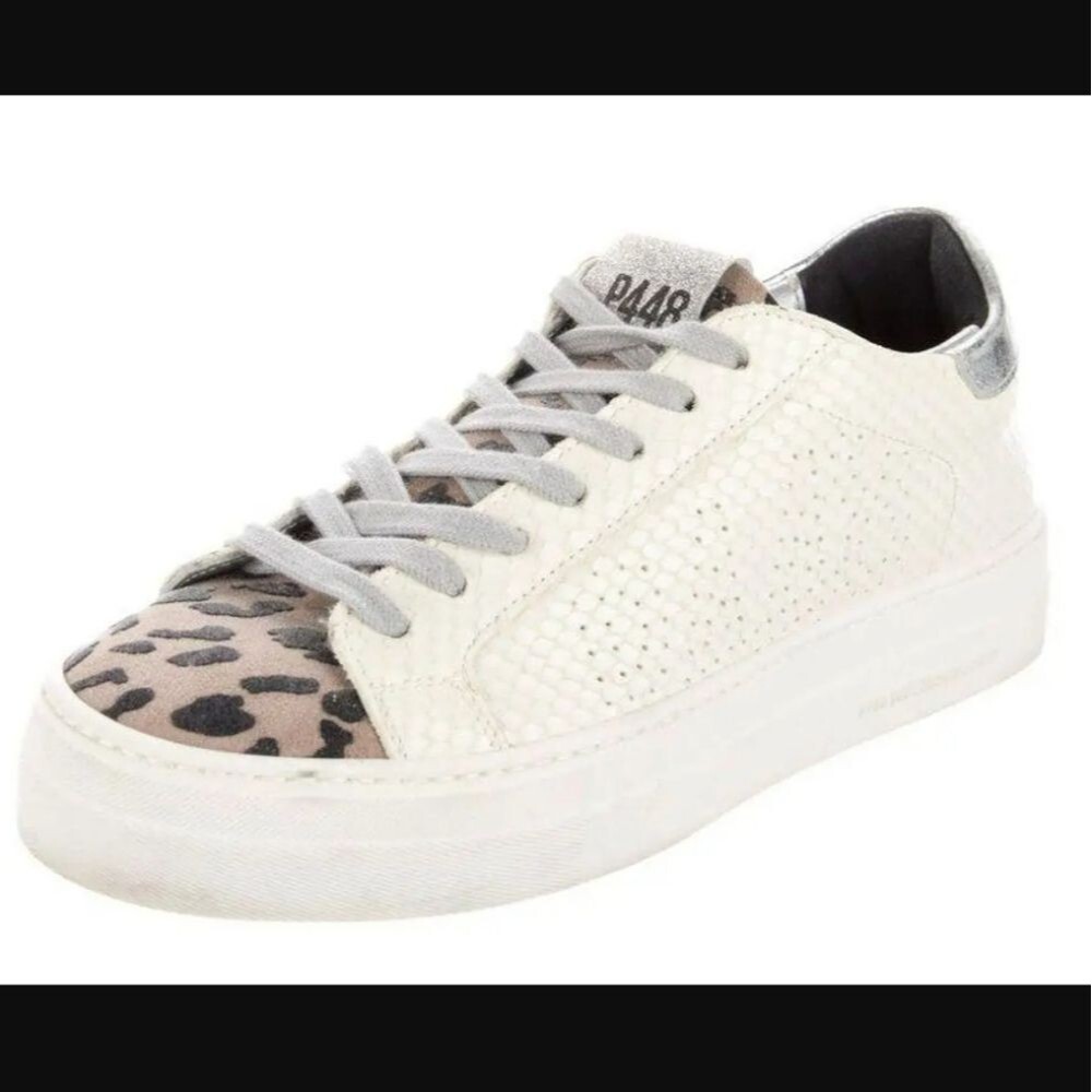 P448 Thea Python Roccia White Leather Platform Sn… - image 1